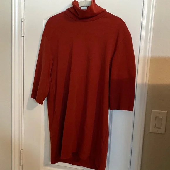 zara red turtleneck dress Zara Pink Red Ribbed Knit Dress turtleneck long sleeve size S